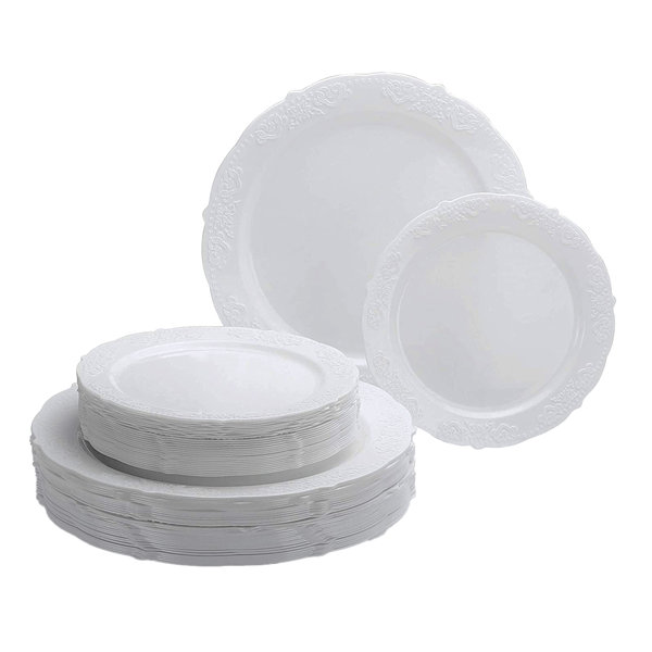 TAZAI 50Plate Disposable Plastic Plate Set, Serves 25 Guests Wayfair